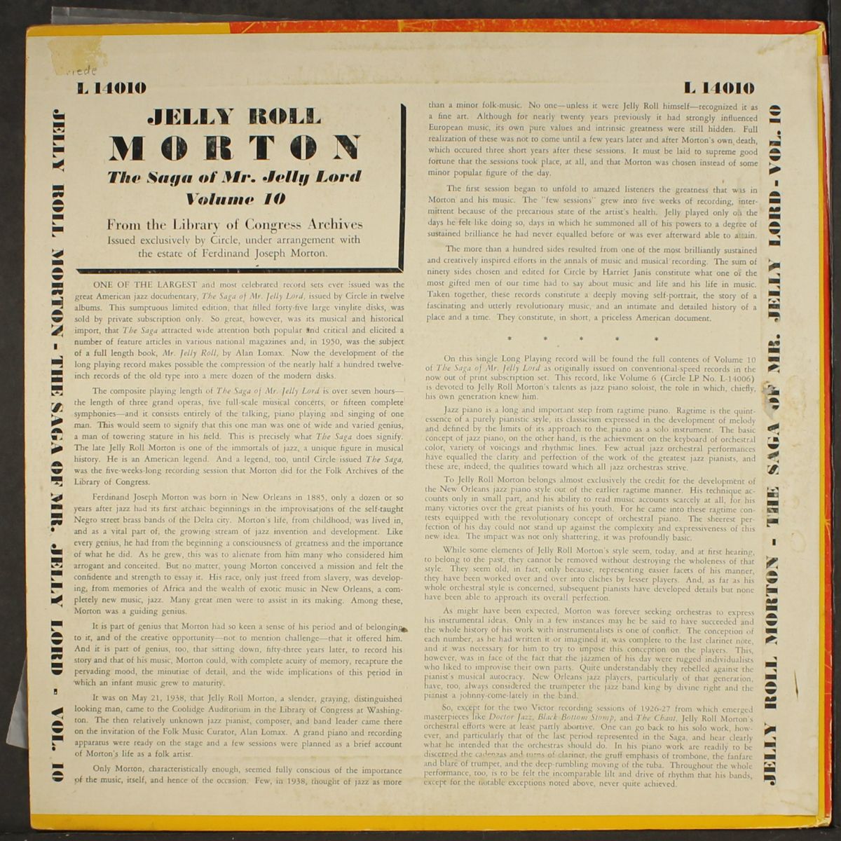 the jazz piano soloist, vol. 10 by JELLY ROLL MORTON