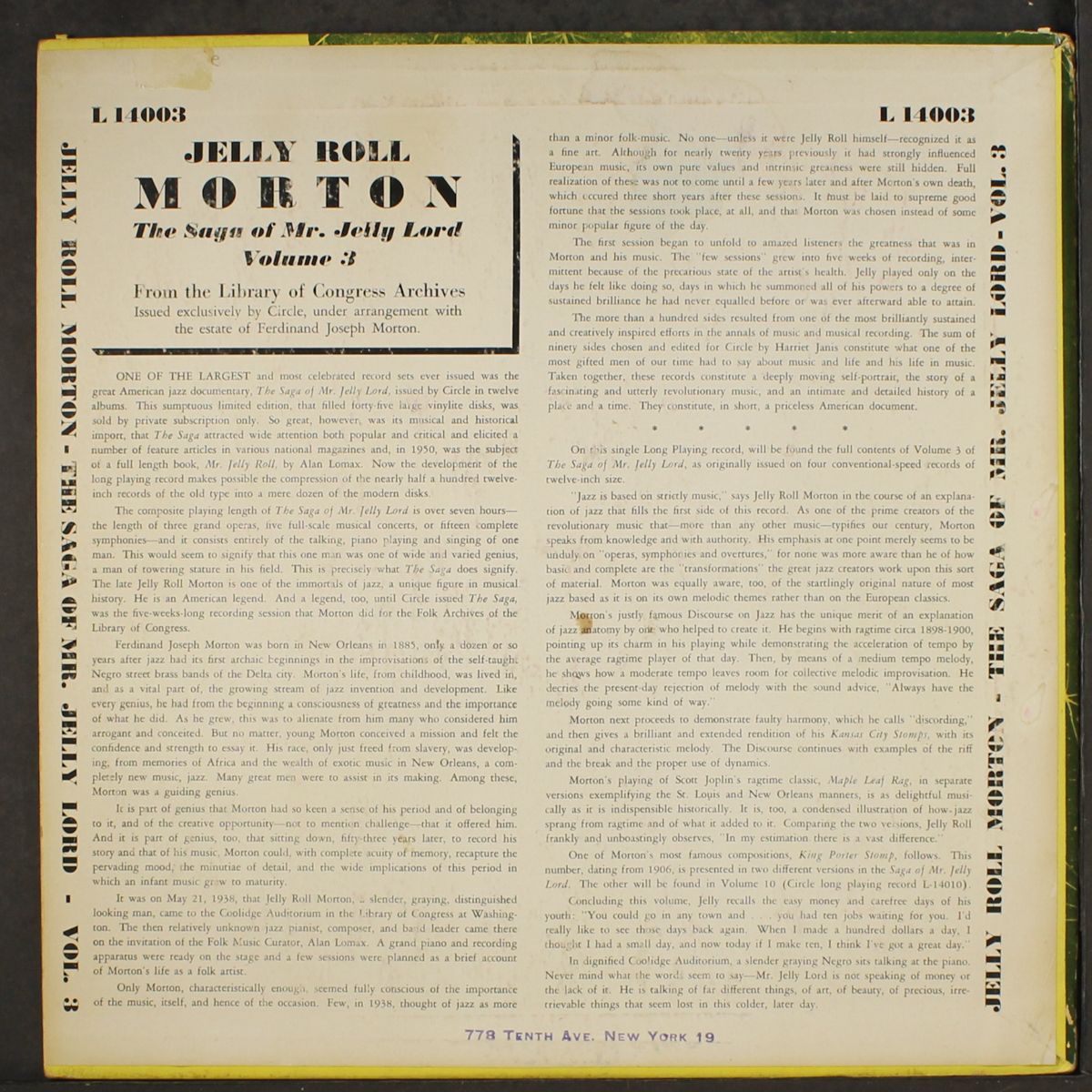 jazz is strictly music, vol. 3 by JELLY ROLL MORTON