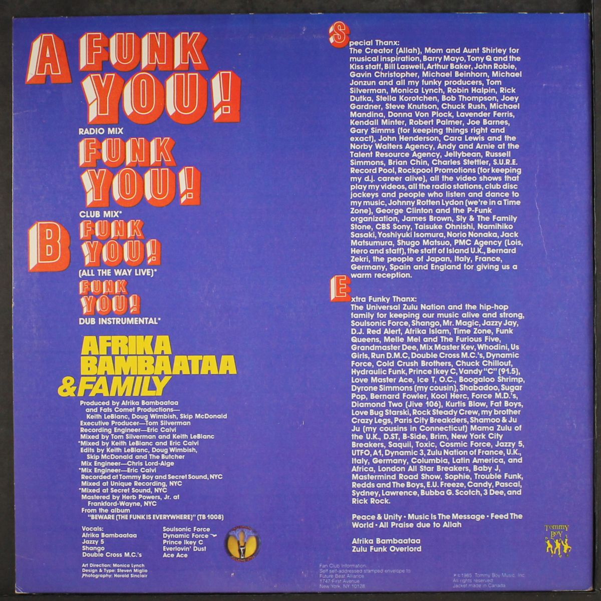 funk you / instro by AFRIKA BAMBAATAA & FAMILY