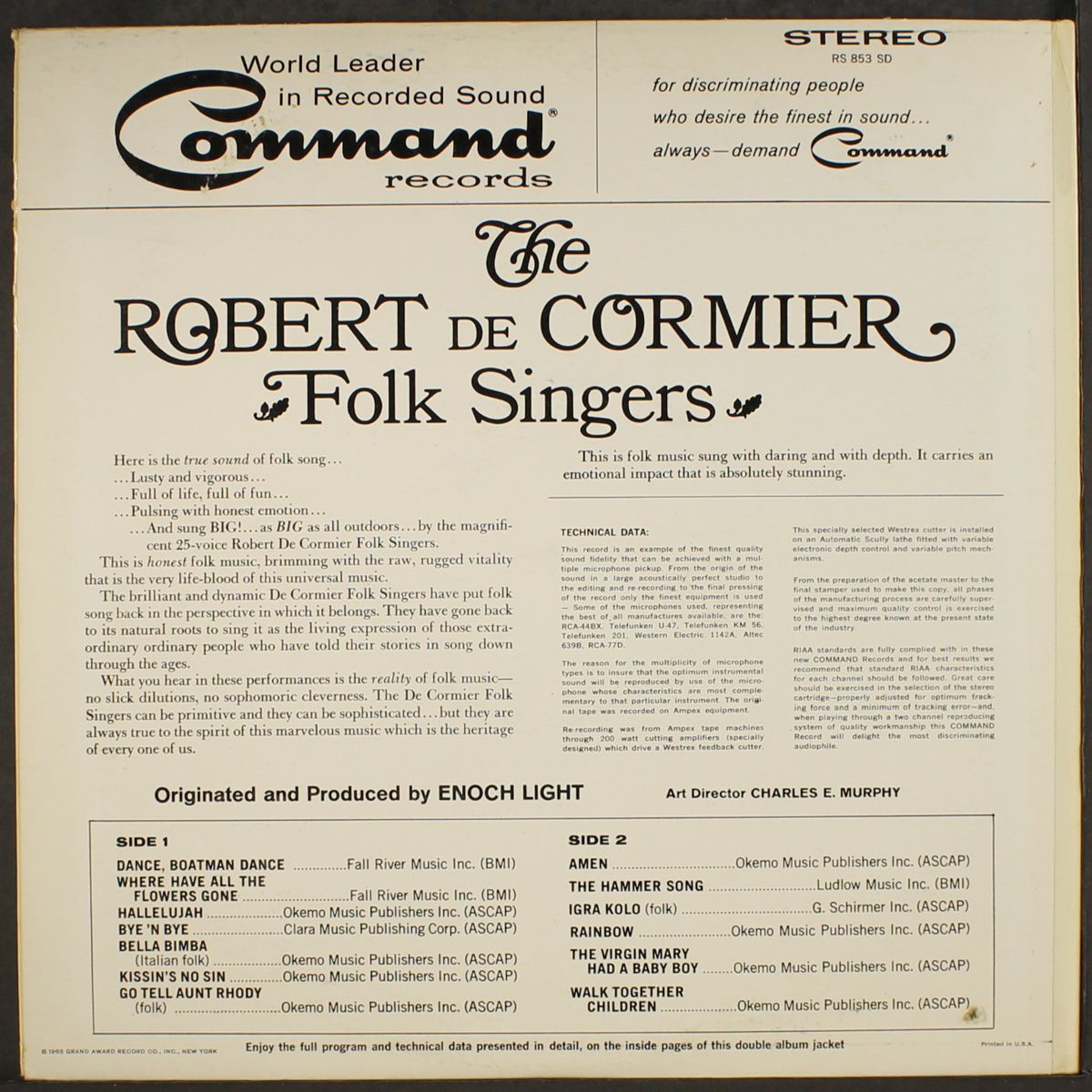 robert de cormier folk singers by ROBERT DE CORMIER FOLK SINGERS