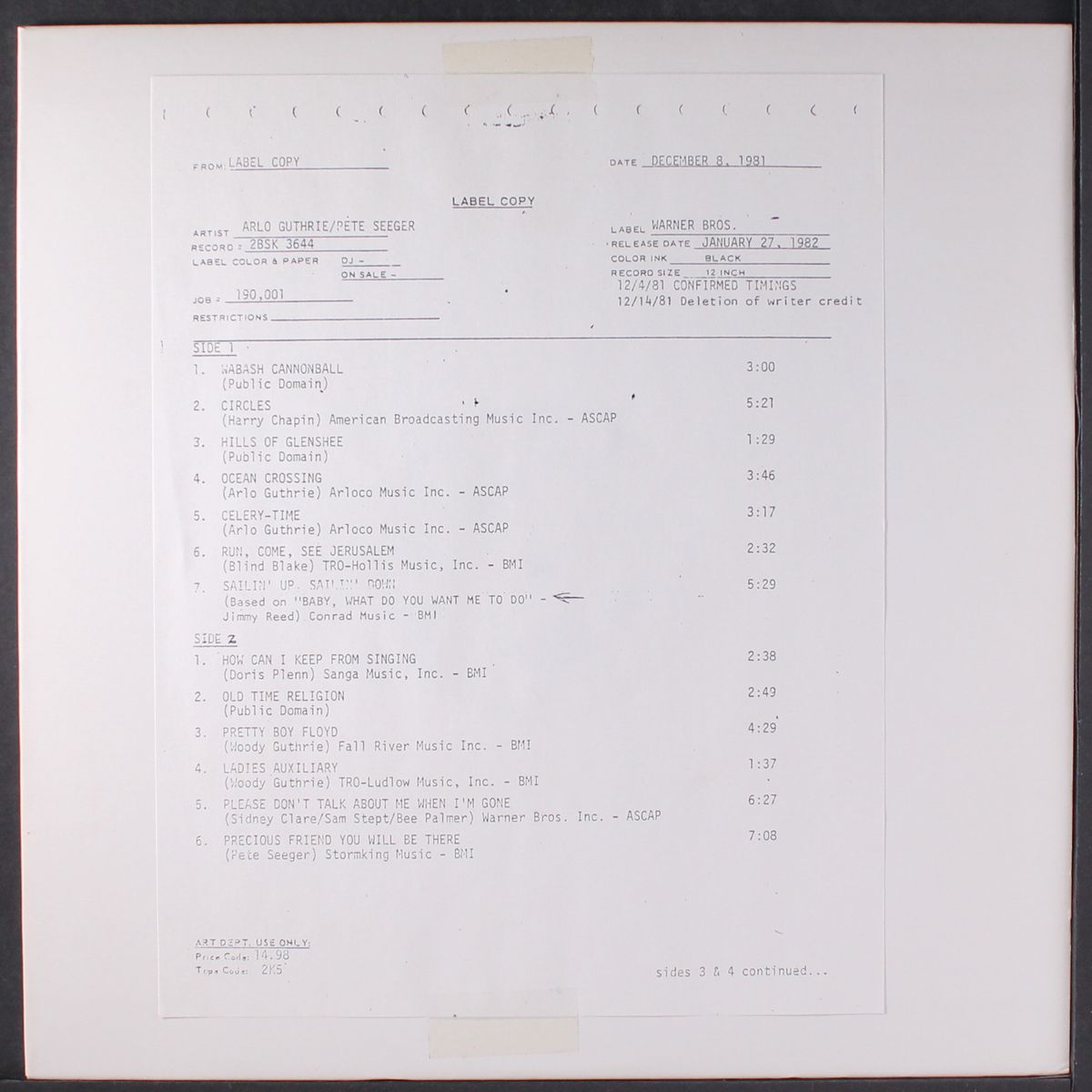 precious friend by ARLO GUTHRIE / PETE SEEGER