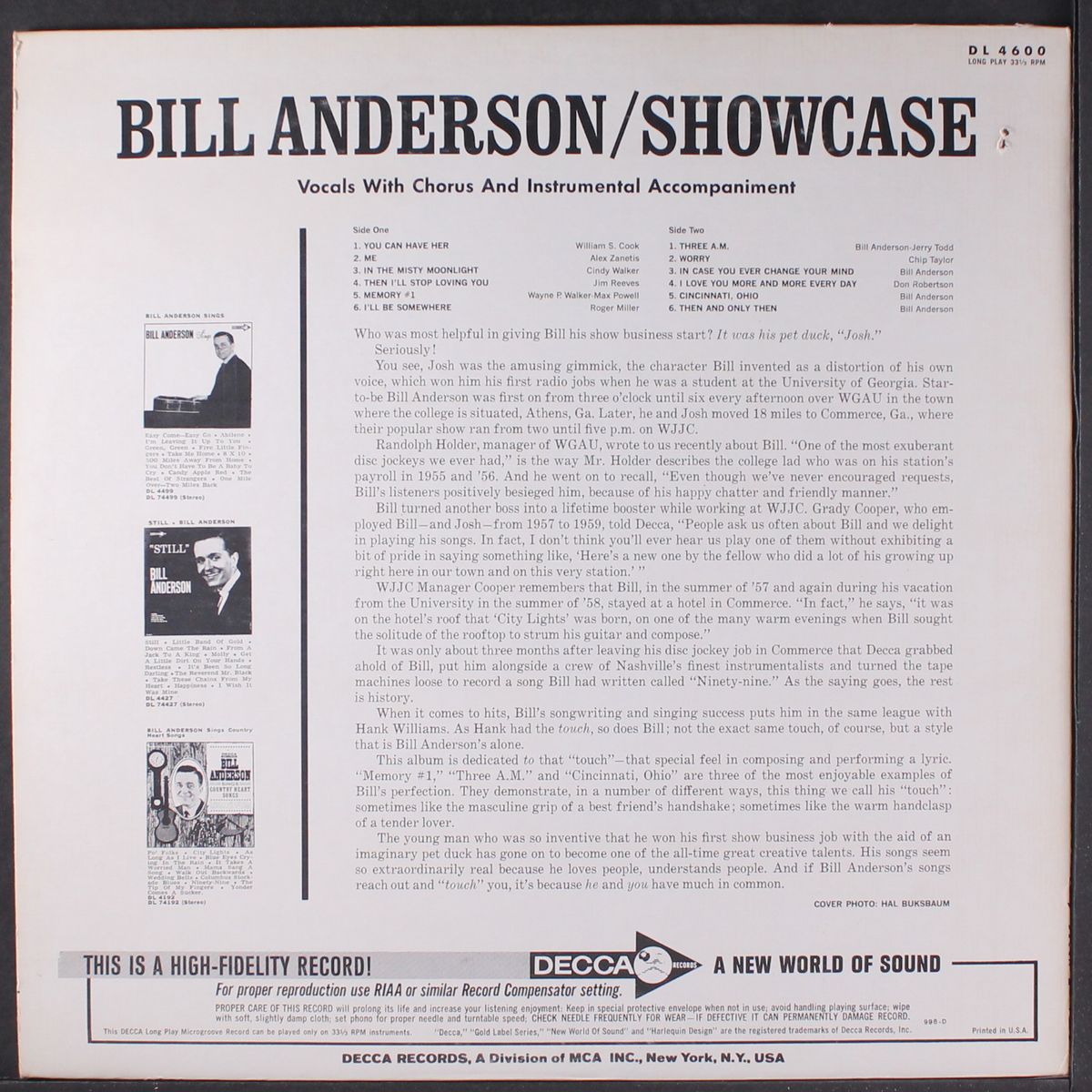 showcase by BILL ANDERSON