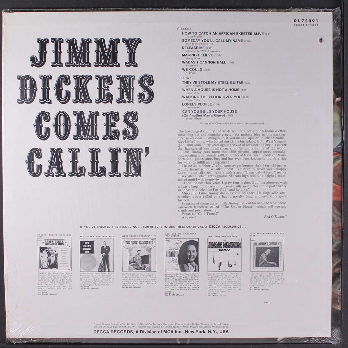 comes callin' by JIMMY DICKENS