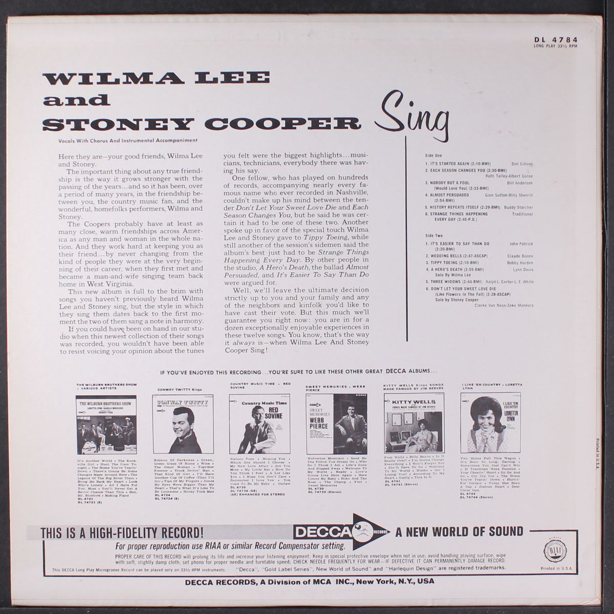 sing by WILMA LEE & STONEY COOPER