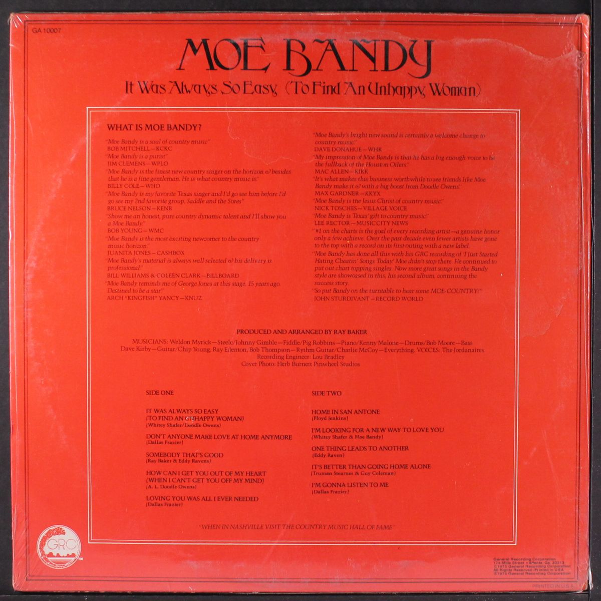 it was always so easy by MOE BANDY