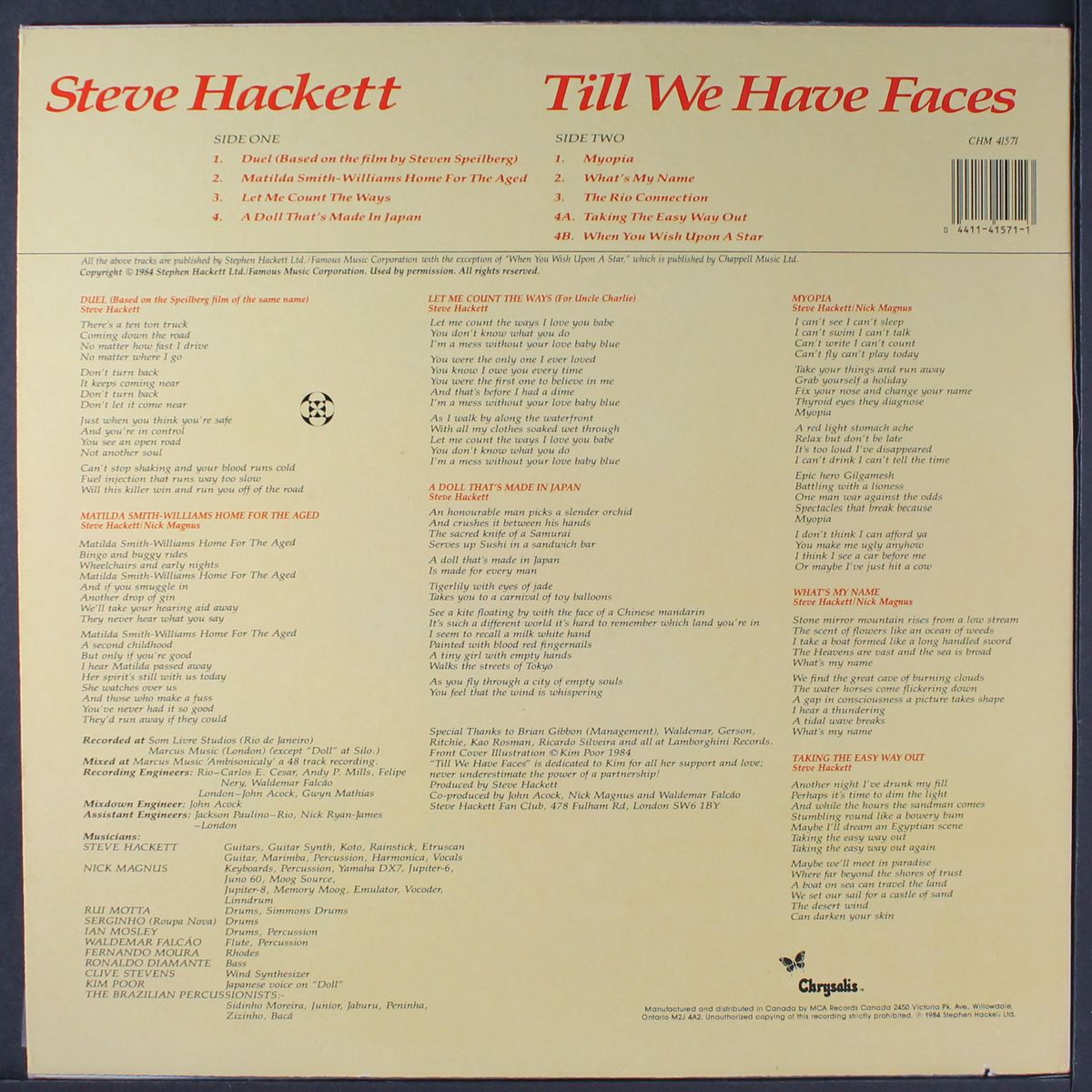 till we have faces by STEVE HACKETT