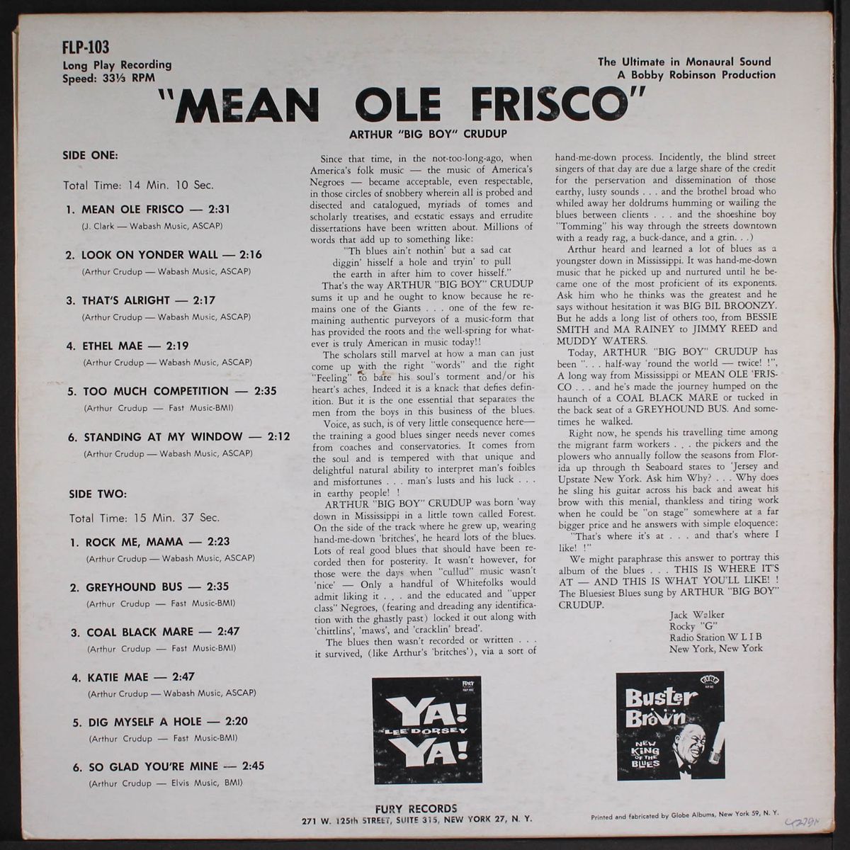 mean ol' frisco by ARTHUR 'BIG BOY' CRUDUP