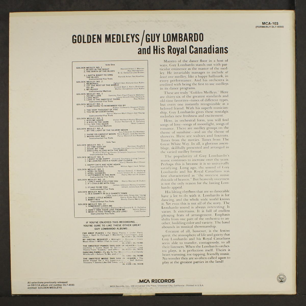 golden medleys by GUY LOMBARDO