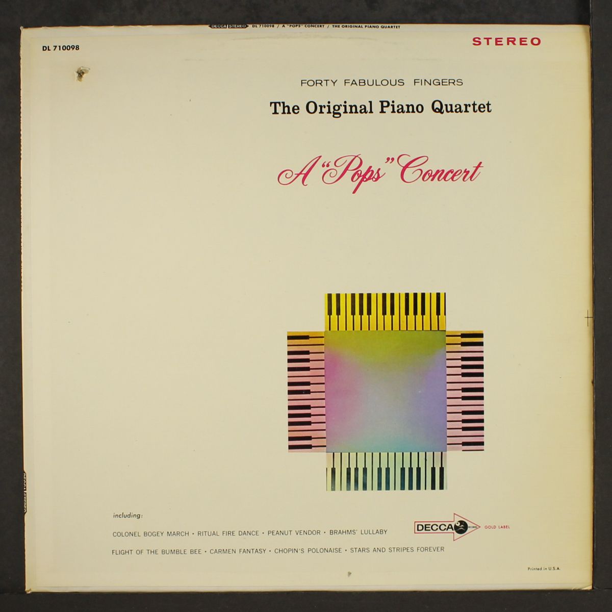 a "pops" concert by ORIGINAL PIANO QUARTET