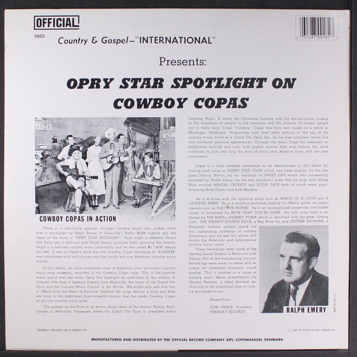opry star spotlight by COWBOY COPAS