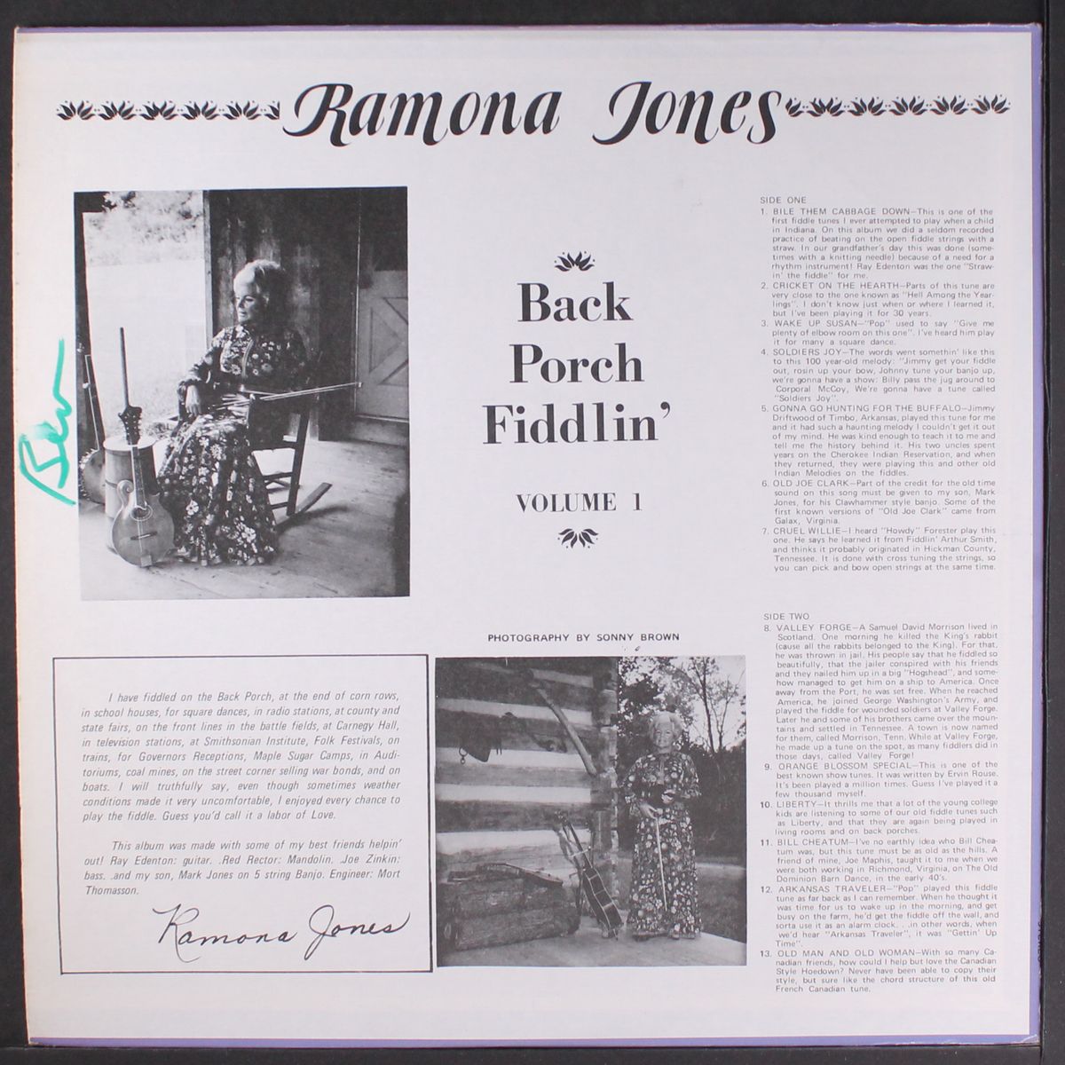 back porch fiddlin', vol. 1 by RAMONA JONES