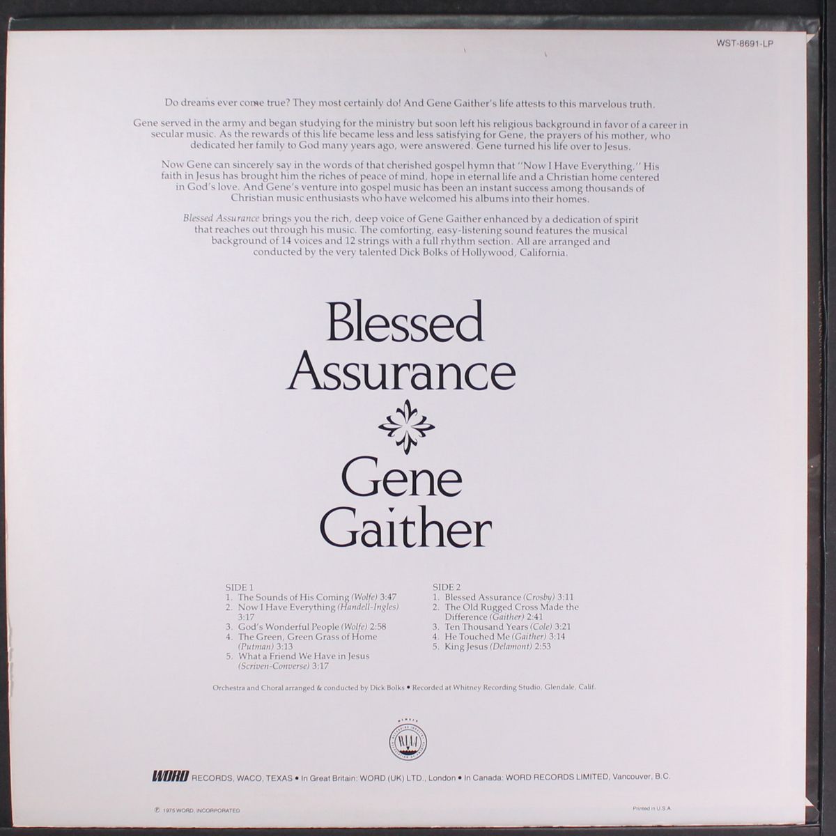 blessed assurance by GENE GAITHER