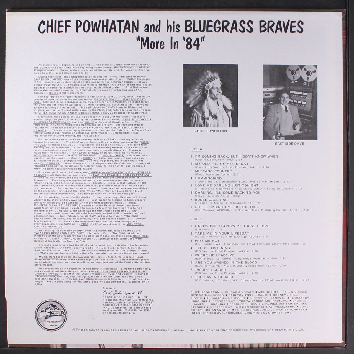 more in '84 by CHIEF POWHATAN