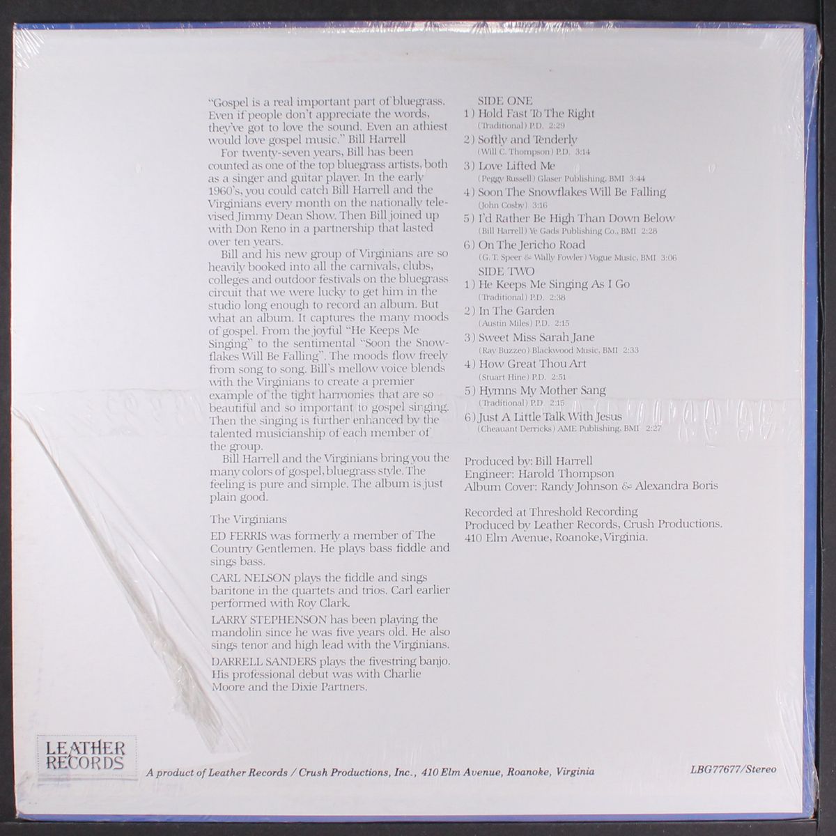 bluegrass gospel, pure & simple by BILL HARRELL & VIRGINIANS