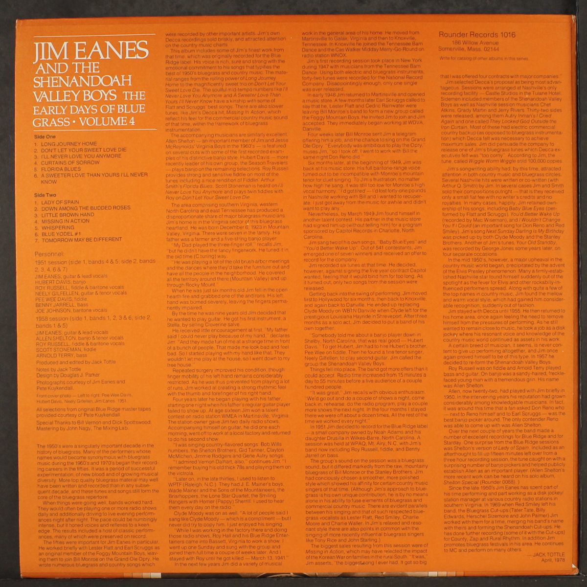 the early days of bluegrass, vol. 4 by JIM EANES & SHENANDOAH VALLEY BOYS