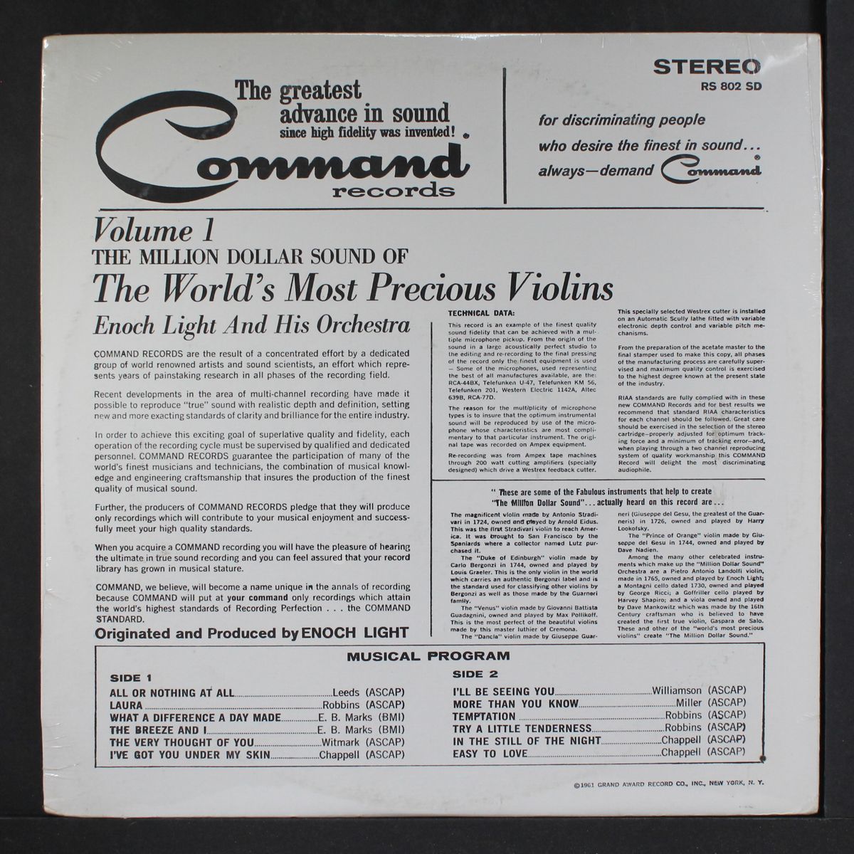the million dollar sound of the world's most precious violins, vol. 1 by ENOCH LIGHT