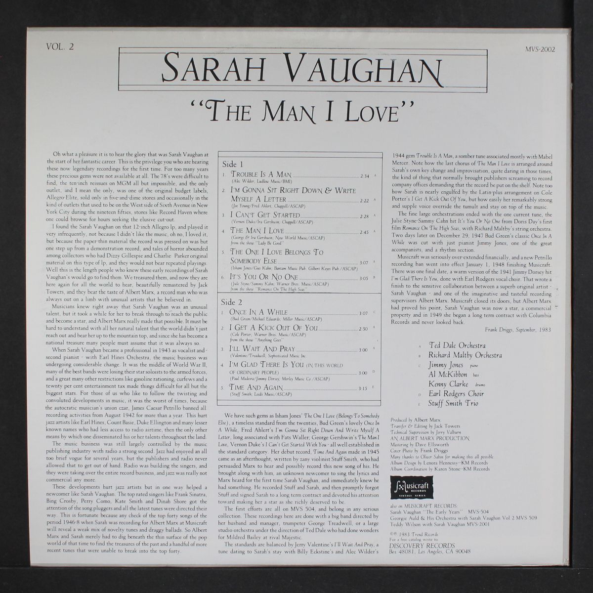the man i love, vol. 2 by SARAH VAUGHAN