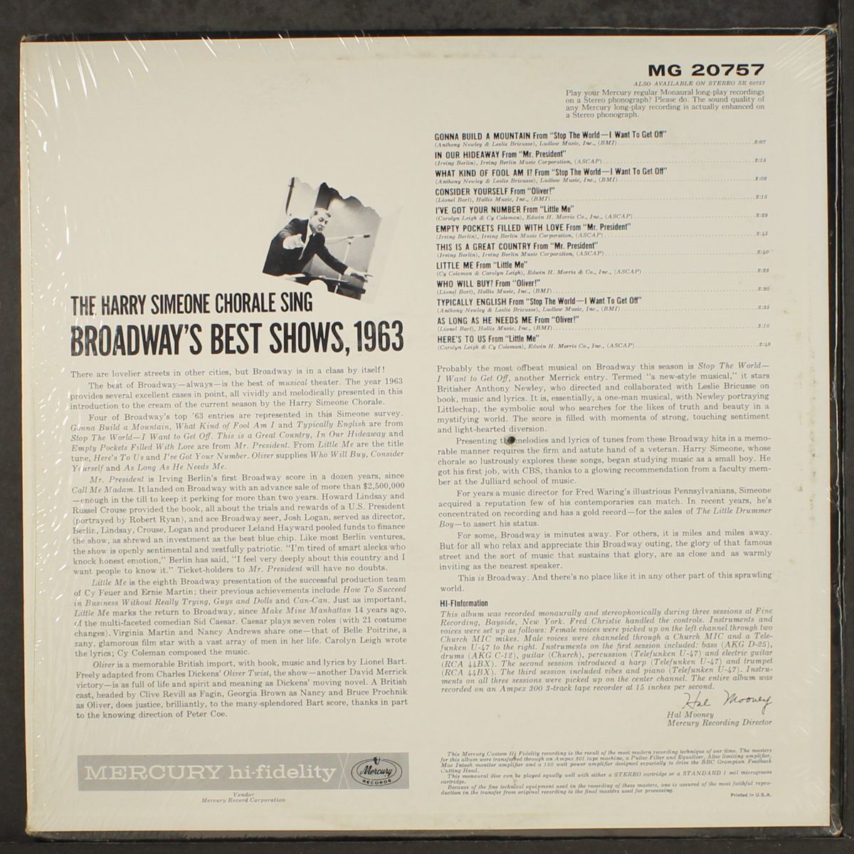 broadway's best shows, 1963 by HARRY SIMEONE CHORALE
