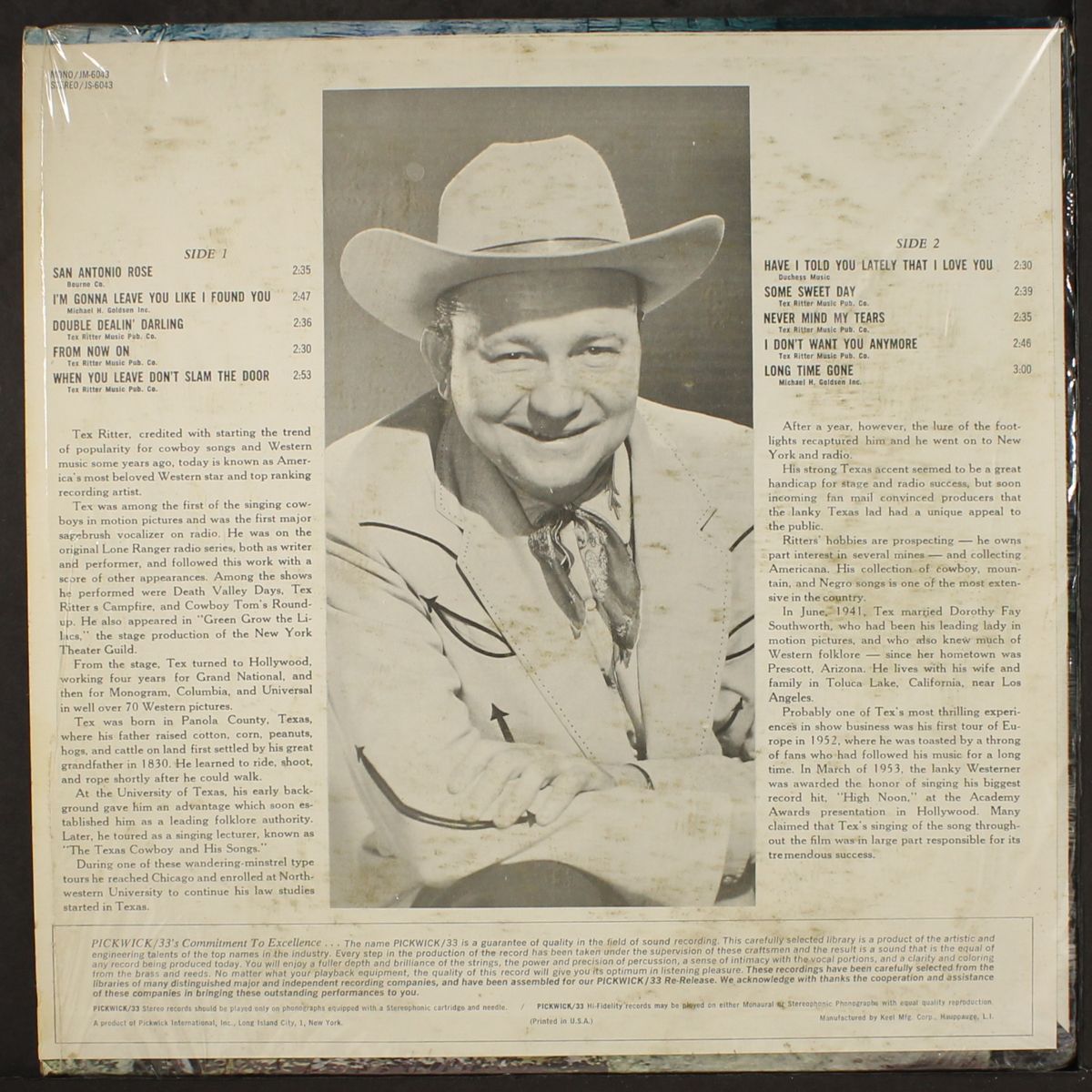 sings his hits by TEX RITTER