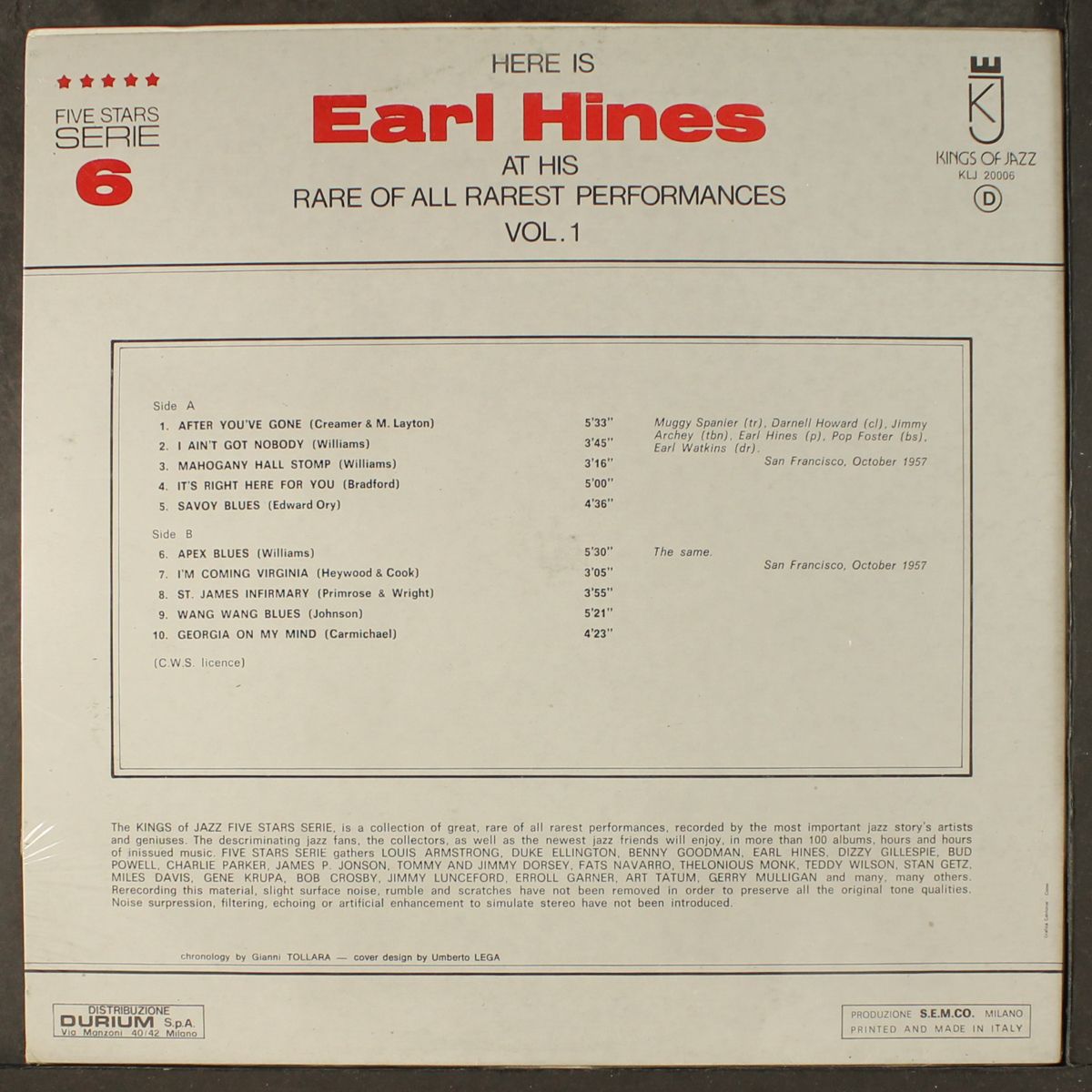 here is, vol. 1 by EARL HINES