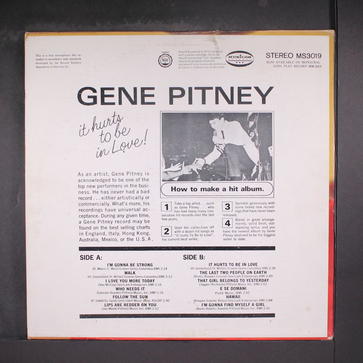 it hurts to be in love by GENE PITNEY