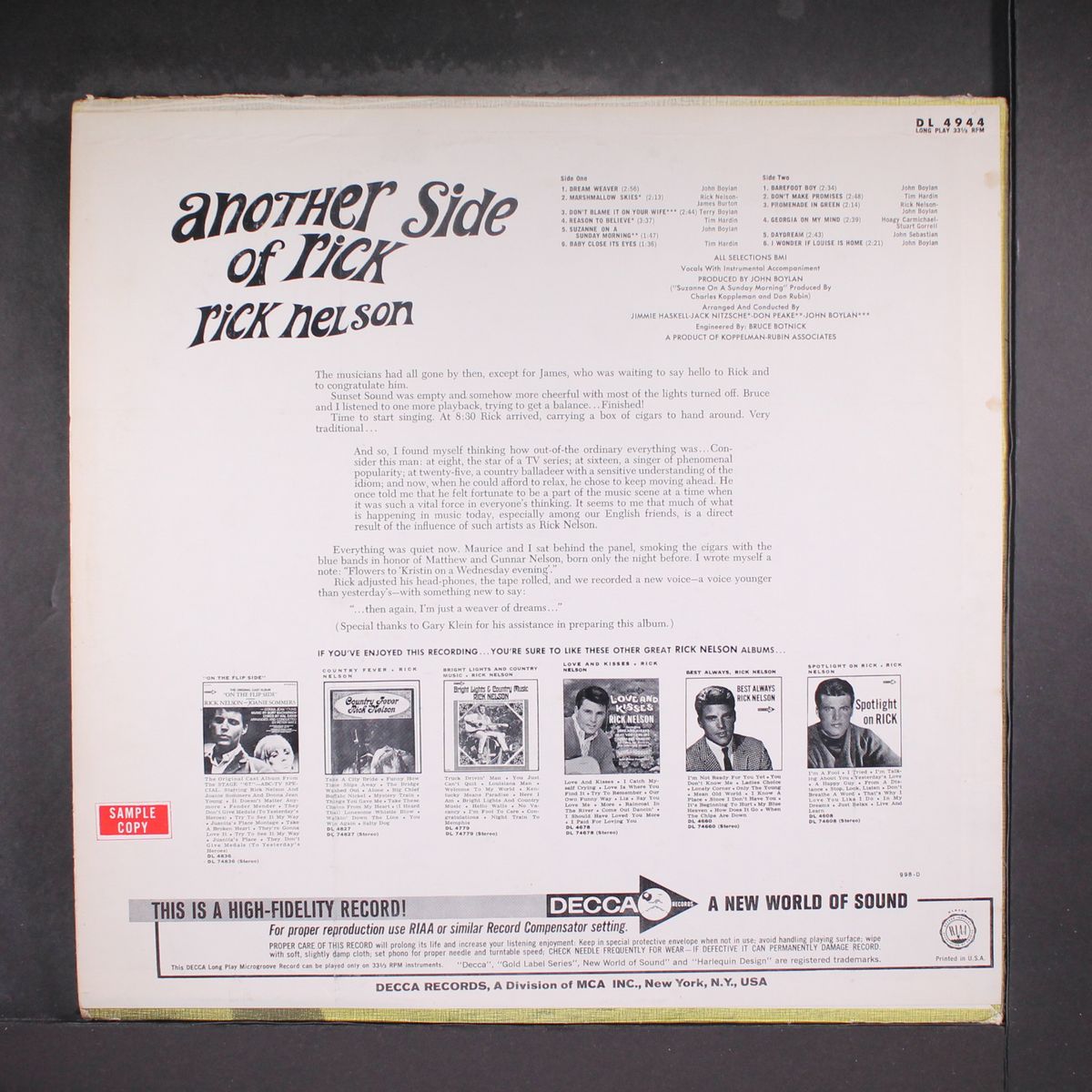 another side of rick by RICK NELSON