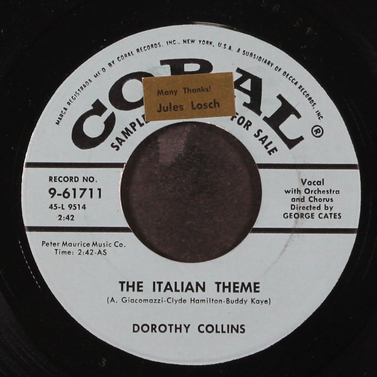 cool it baby / the italian theme by DOROTHY COLLINS