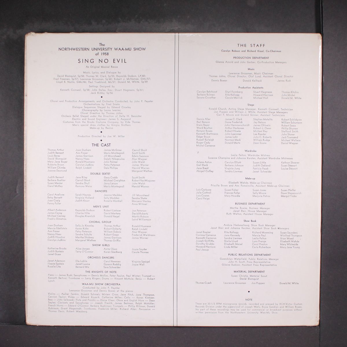 waa mu show of 1958 sing no evil by ORIGINAL CAST