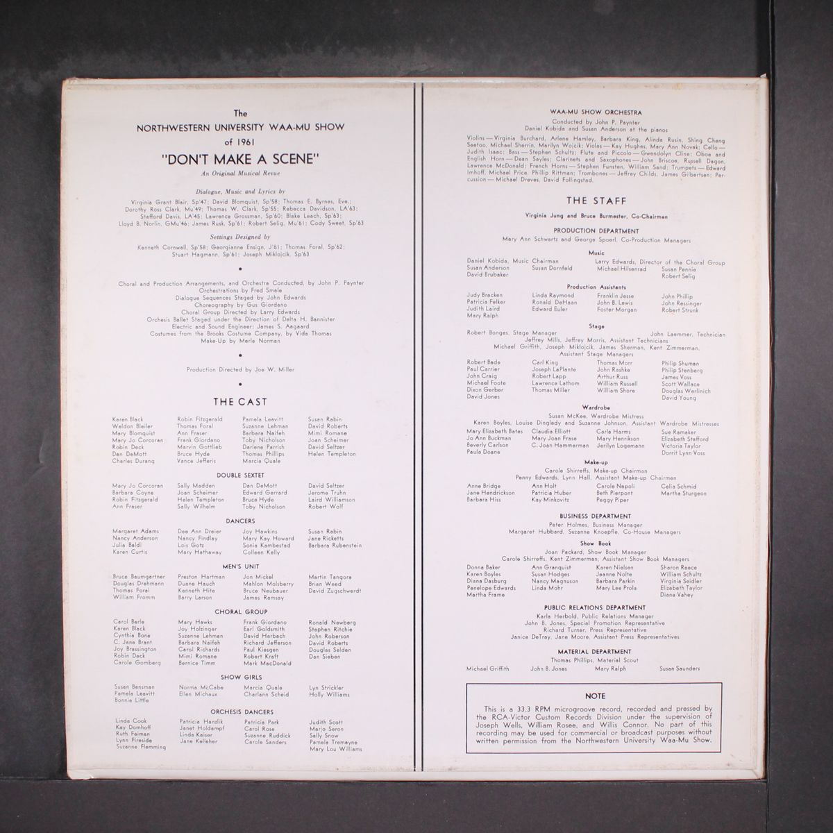 waa mu show 1961 don't make a scene by ORIGINAL CAST