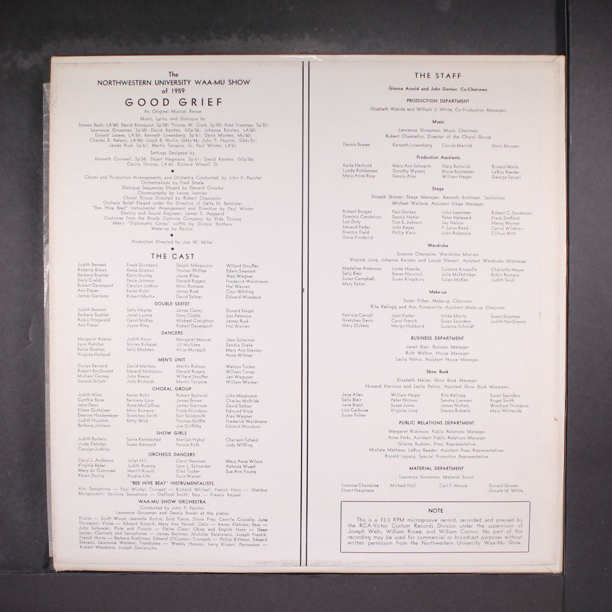 waa mu show of 1959 good grief by ORIGINAL CAST