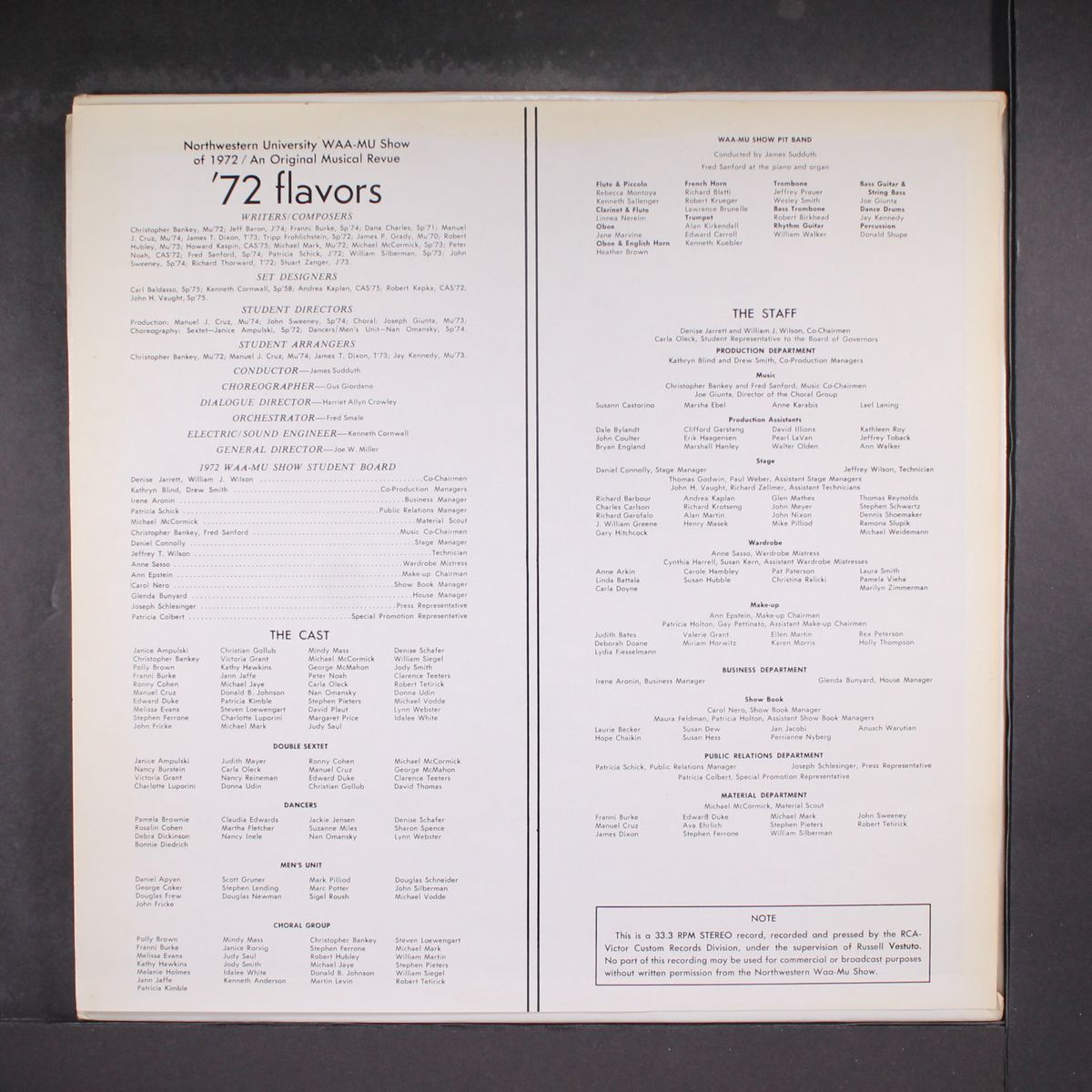 waa mu show of 1972 '72 flavors by ORIGINAL CAST