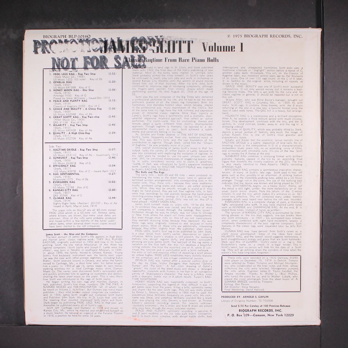 classic ragtime from rare piano rolls by JAMES SCOTT