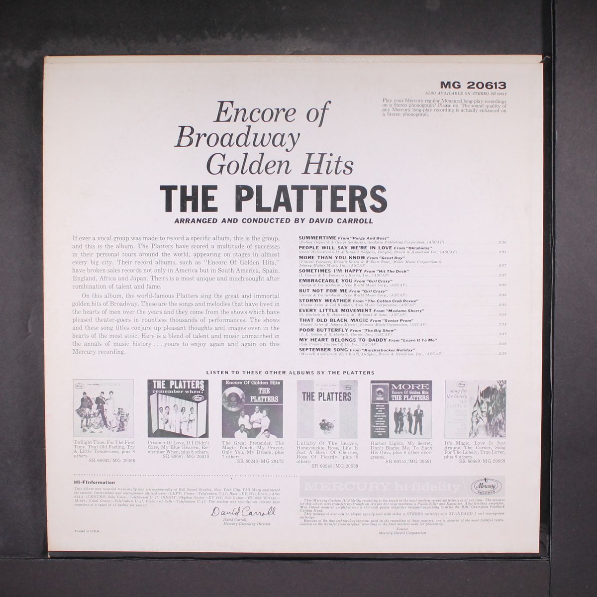 encore of broadway golden hits by PLATTERS
