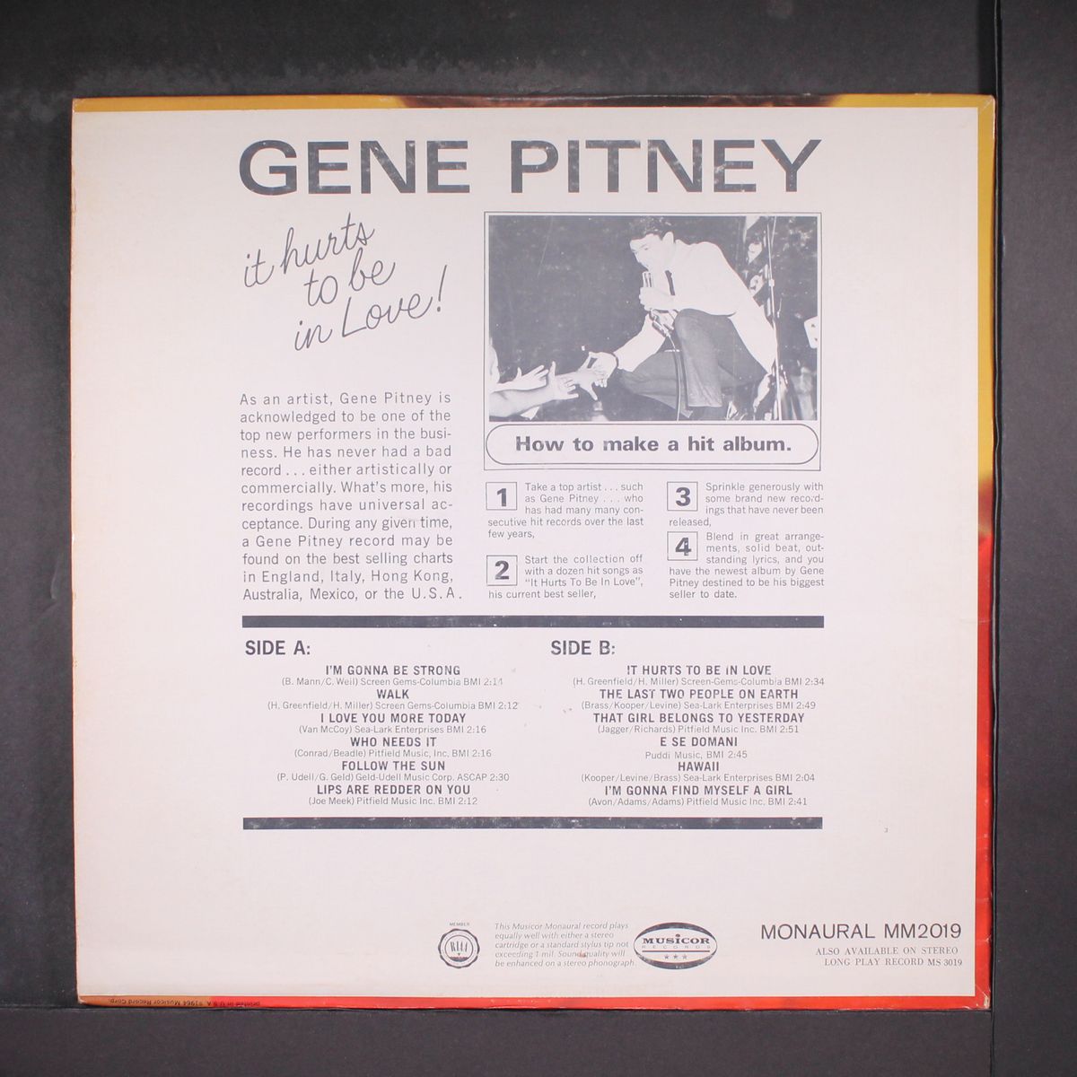 it hurts to be in love by GENE PITNEY