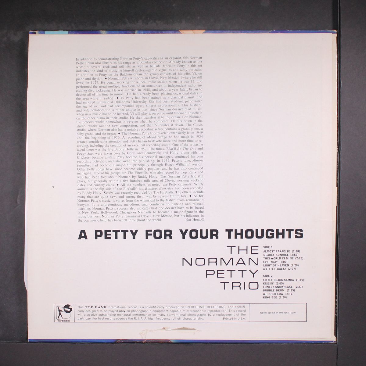 a petty for your thoughts by NORMAN PETTY TRIO