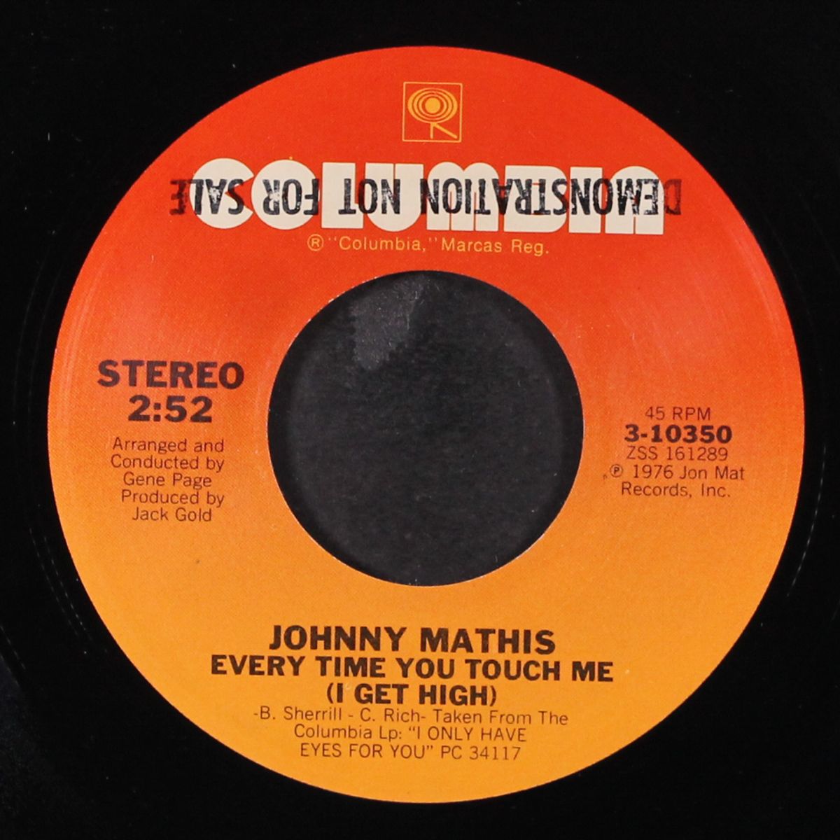 yellow roses on her gown / every time you touch me ( i get high) by JOHNNY MATHIS