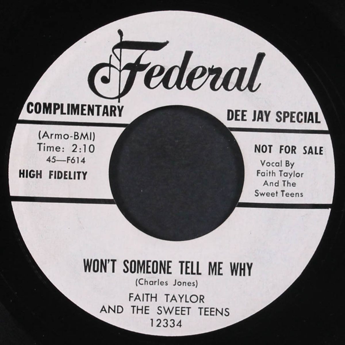 won't someone tell me why / your candy kisses by FAITH TAYLOR & SWEET TEENS