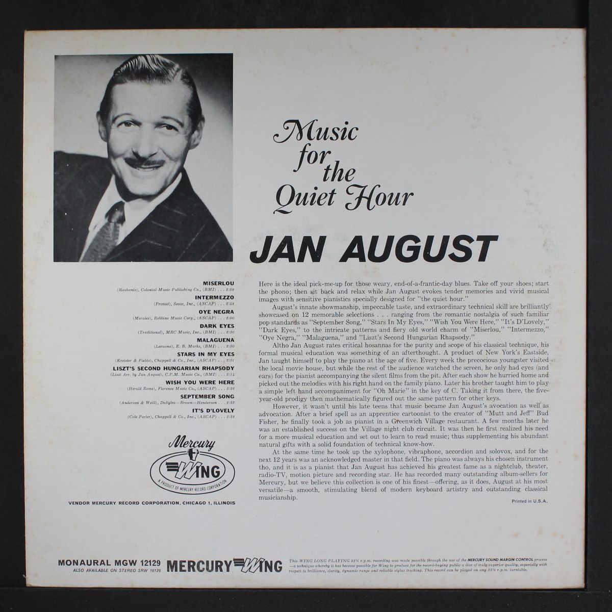 music for the quit hour by JAN AUGUST