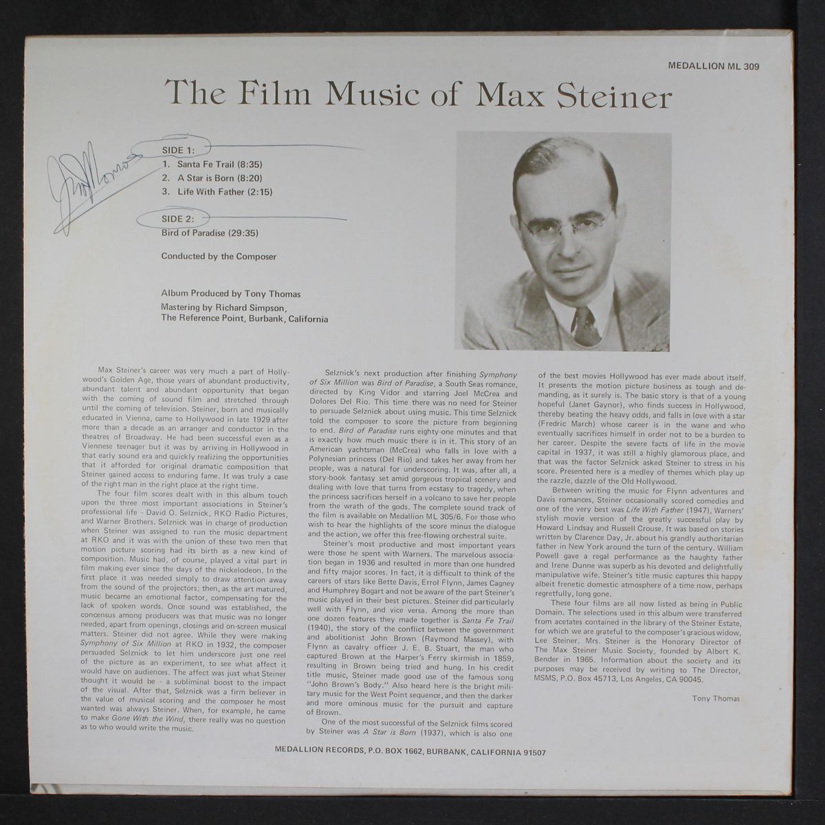 the film music of by MAX STEINER