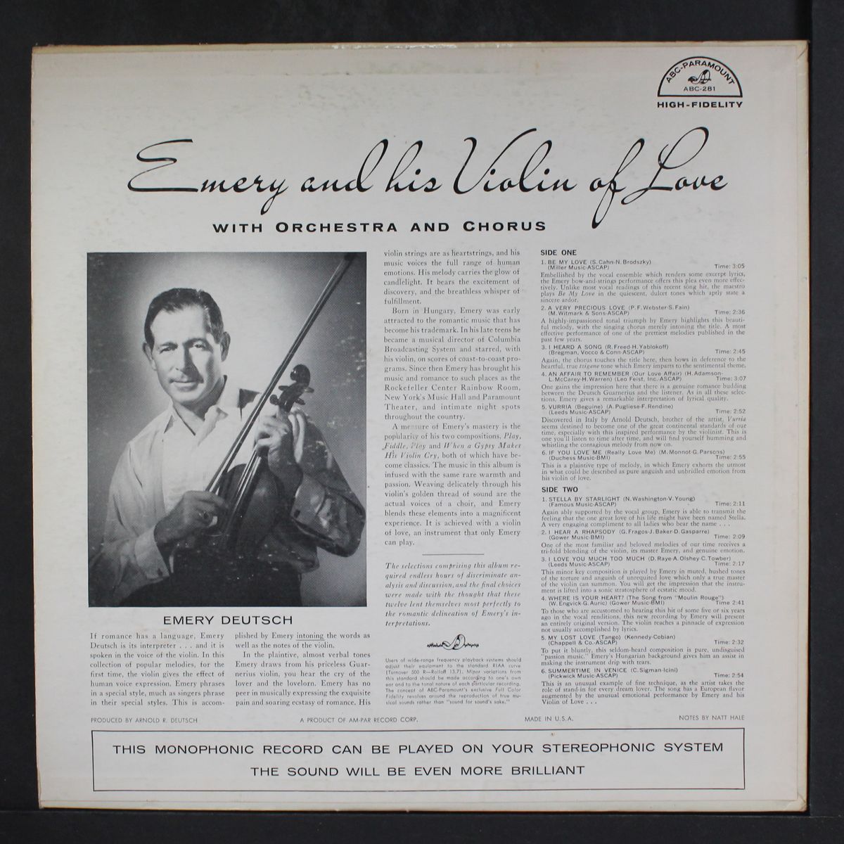 and his violin of love by EMERY