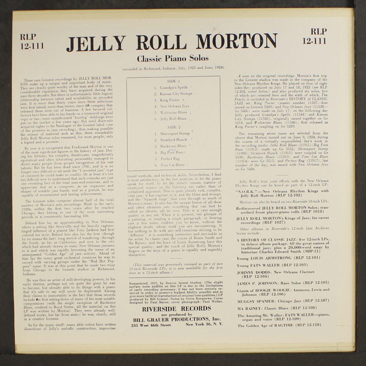 classic piano solos by JELLY ROLL MORTON