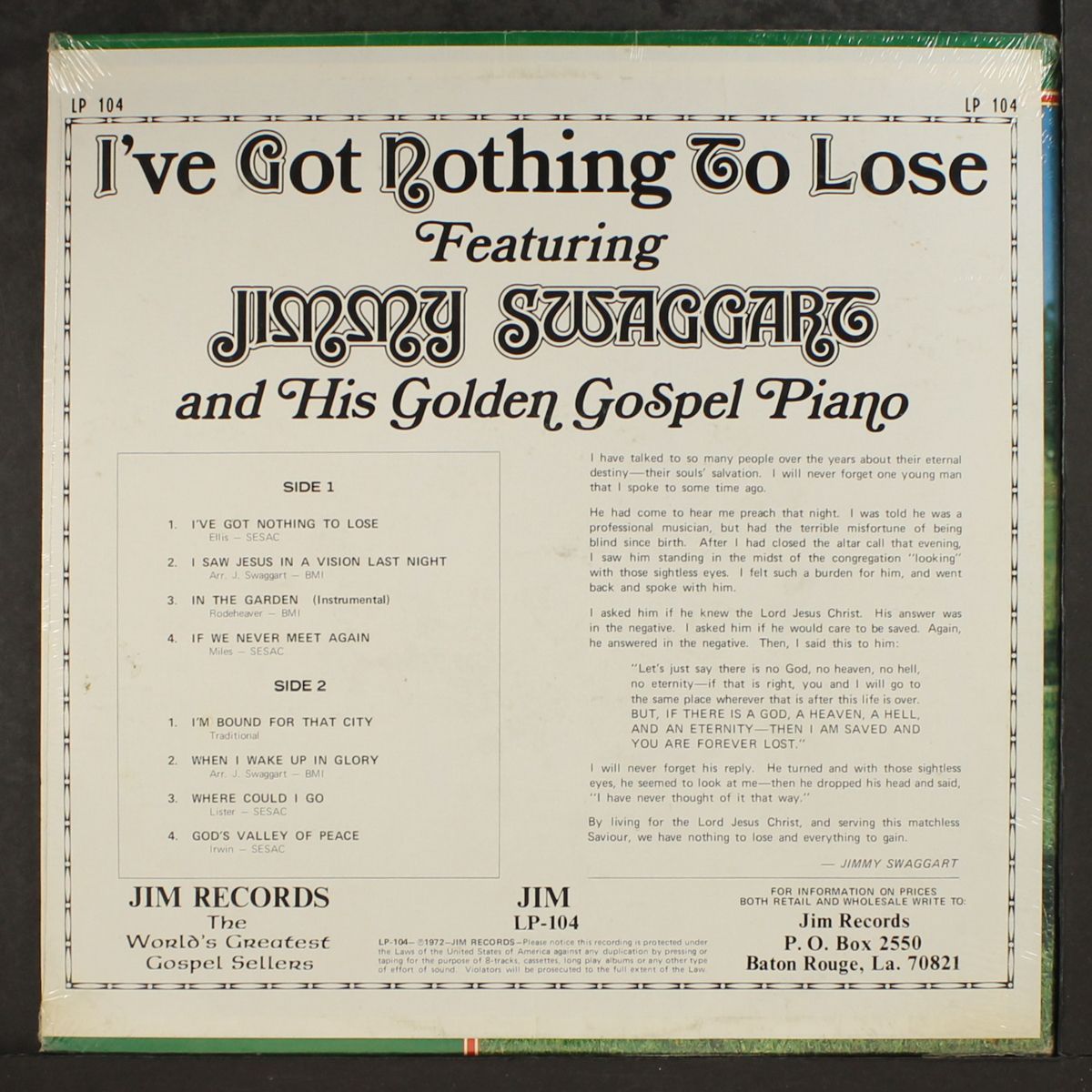i've got nothing to lose by JIMMY SWAGGART