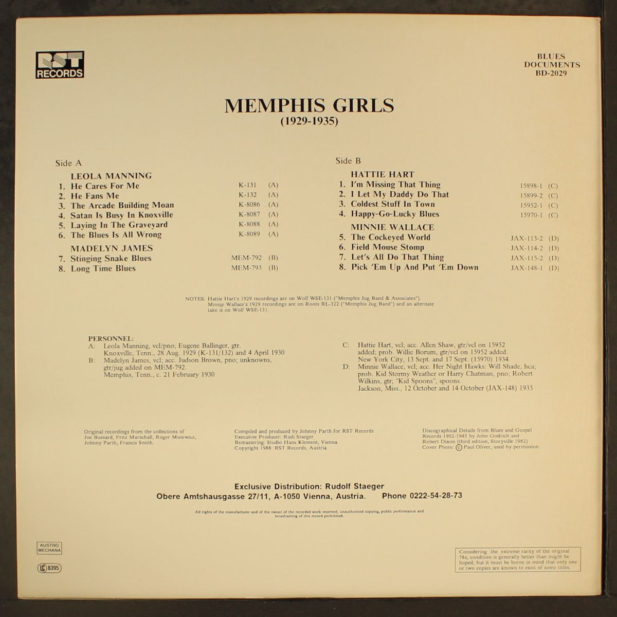 memphis girls (1929-1935) by VARIOUS
