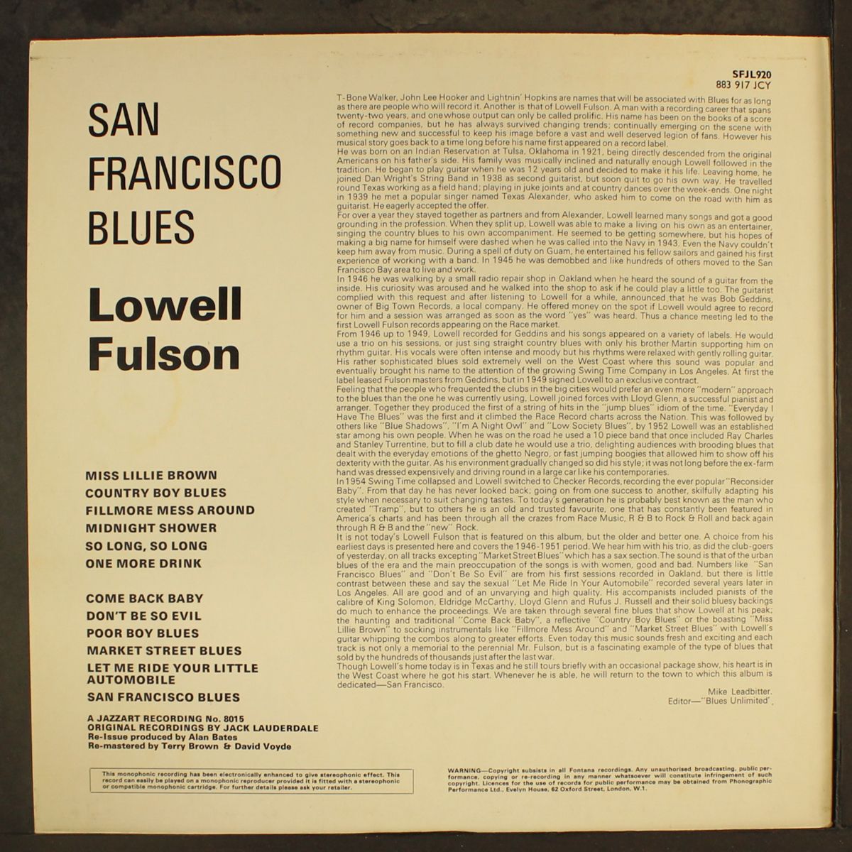 san francisco bay blues by LOWELL FULSON