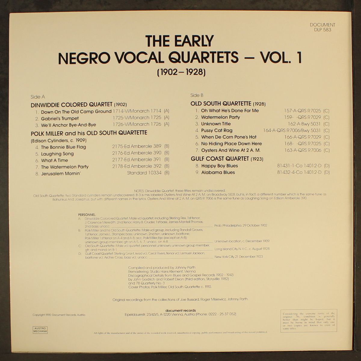 the early negro vocal quartets, vol. 1 by VARIOUS