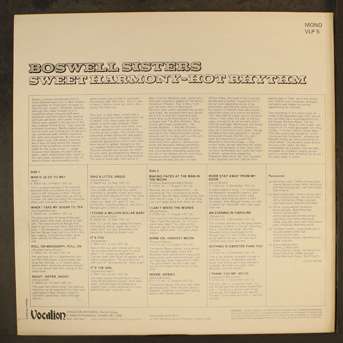 sweet harmony - hot rhythm by BOSWELL SISTERS