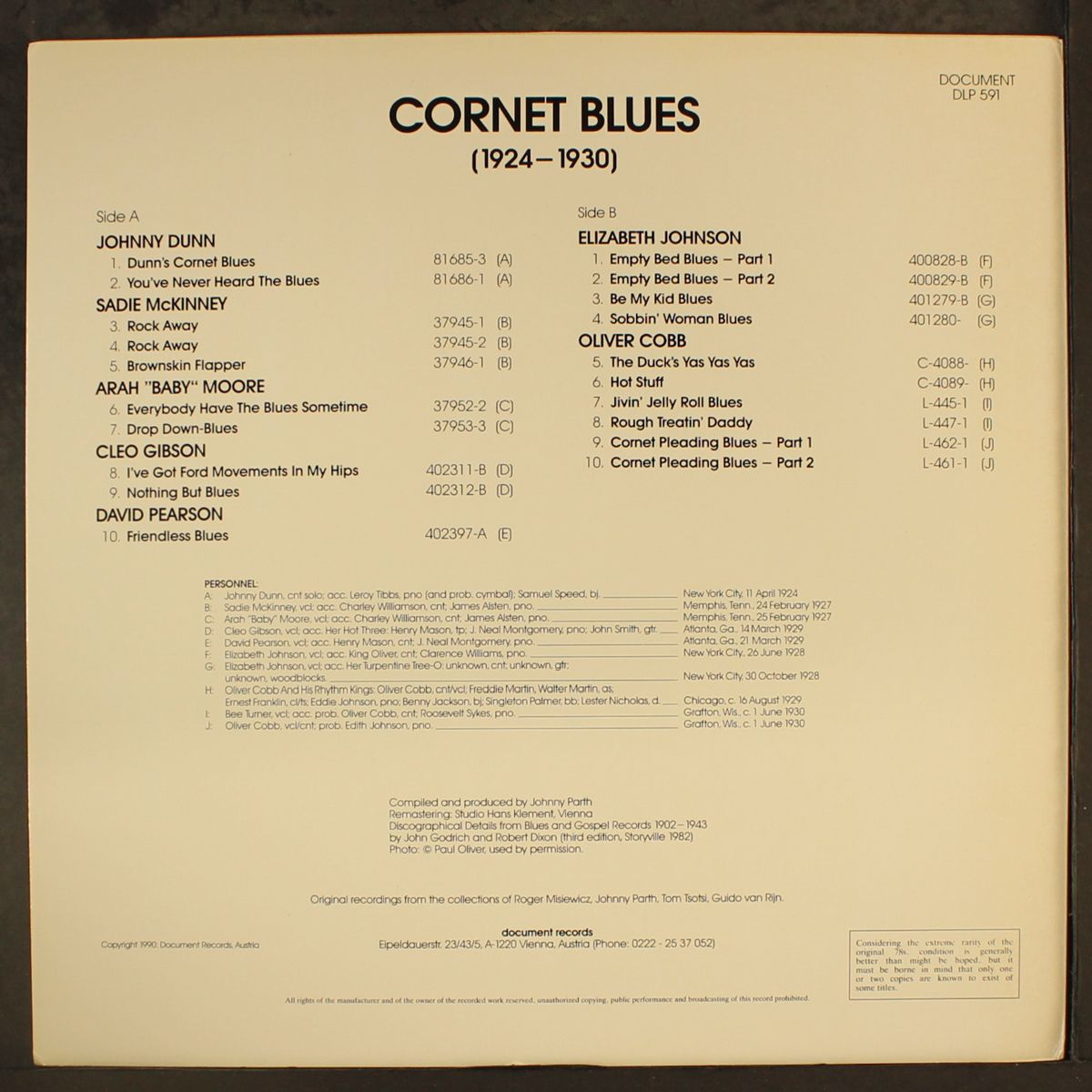 cornet blues (1924-1930): the complete recordings of sadie mckinney, arah "baby" moore, cleo gibson, david pearson, elizabeth johnson by VARIOUS