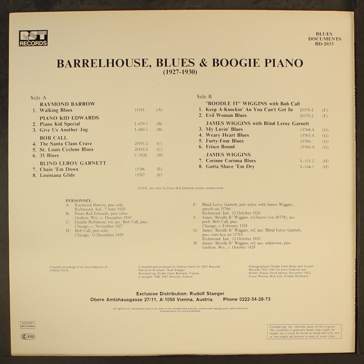 barrelhouse, blues & boogie piano (1927-1930) by VARIOUS