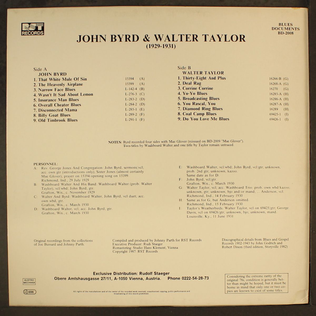 1929-1931 by JOHN BYRD & WALTER TAYLOR