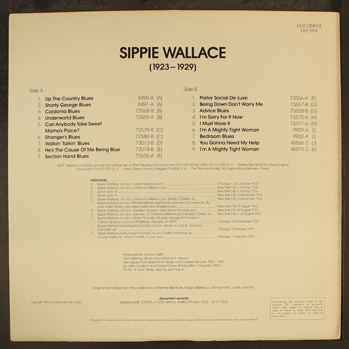 1923-1929 by SIPPIE WALLACE